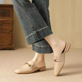 Huiliya bag head half slippers women s summer wear spring 2025 new lazy Muller single shoes half tray X980-1 35 абрикосовый