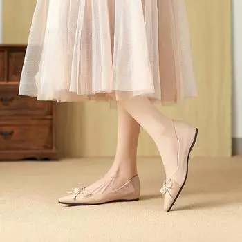 Huiliya Gentle Fairy Wind Single Shoes Women 2025 New French Elegance with Skirt Women Shallow Mouth W828-45 35 чёрный
