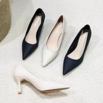 Huiliya high heels women s new thin heels interview air black soft leather work shoes professional single shoes B835-X1 34 чёрный