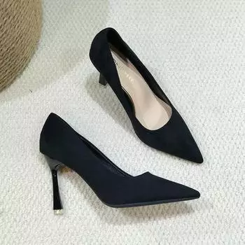 Huiliya high heels women s thin heels are not tired of feet, new design sense pointed single shoes temperament professional shoes 1892-YF1 34 чёрный