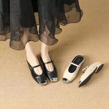 Huiliya metal square head cool slippers 2025 Korean version of the new comfortable and versatile temperament bag head drag women G3760-39 35 абрикосовый