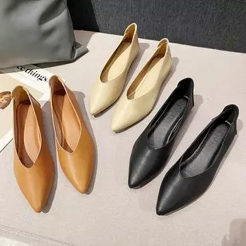 Huiliya новые кожаные туфли в стиле ретро с толстым каблуком и легким носком модные туфли с острым носком универсальные туфли для поездок на работу женская обувь 35 чёрный