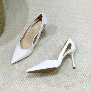 Huiliya pointed high heels women s thin heels new design sense niche French shallow mouth temperament single shoes women 6875-5 34 чёрный