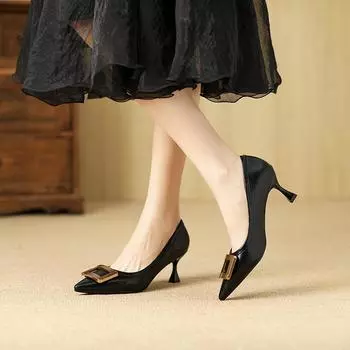 Huiliya pointed high heels women s thin heels new spring and autumn women s shoes not tired feet French shallow mouth single shoes women 9555-3 34 чёрный