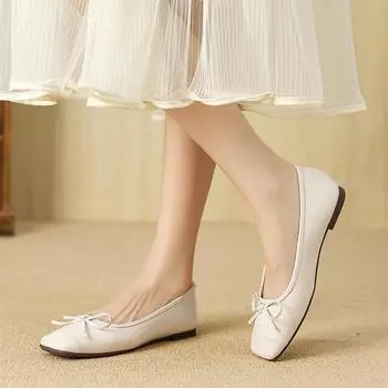 Huiliya small fragrant wind bow Doudou shoes soft sole new French retro soft sole flat sole single shoes women W107-6 35 чёрный