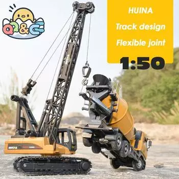 Huina 1/50 Crane Model Simulation Cars Trucks Alloy Tower Crane Model Engineering Vehicle Toys Truck Toy for Kids Birthday Gift