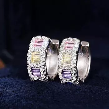 HUitan цветные круглые серьги с цирконием для женщин, серебряные, современные модные новые серьги-кольца для девочек, изысканный подарок, модные ювелирные изделия