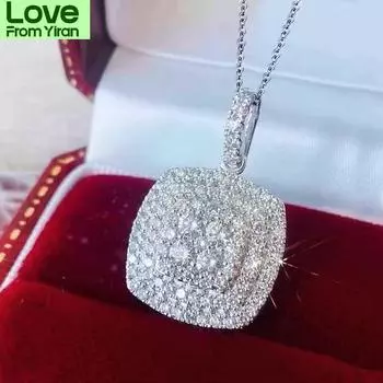 Huitan Full Bling Iced Out кулон ожерелье для женщин блестящие кубические цирконии нежные женские помолвочные свадебные модные украшения 42cm 5cm