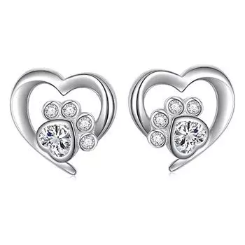 Huitan милые серьги-гвоздики со следами животных для женщин, серебряного цвета, простые стильные аксессуары для девочек, необычный подарок, эффектные ювелирные изделия