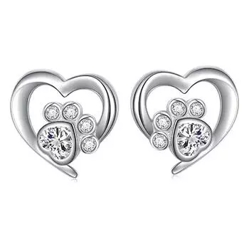 Huitan милые серьги-гвоздики со следами животных для женщин, серебряного цвета, простые стильные аксессуары для девочек, необычный подарок, эффектные ювелирные изделия