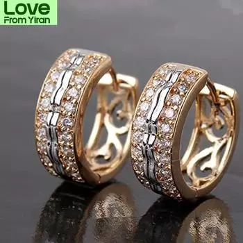Huitan Newly - разработанные двухцветные серьги-кольца для женщин с микро-паве Cz, ажурный узор, шикарные женские серьги, модные ювелирные изделия