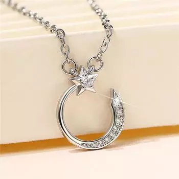 Huitan Нежное женское ожерелье с бантом/Луной/короной/глазом, кулон, шикарное ожерелье для свадебной вечеринки, эффектное ювелирное изделие, подарок для модной девушки 45cm