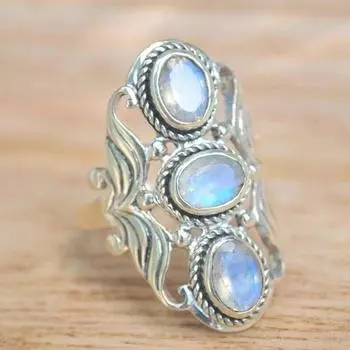 Huitan самые популярные женские кольца с гиперболой, широкая полоса, полый узор, кольцо с имитацией опала, хип-хоп, панк, женские аксессуары, ретро-ювелирные изделия 6