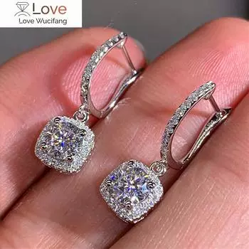 Huitan Trendy Square Shape Drop Earrings Brilliant Wedding Wedding Jewelry Elegant Female Dangle Earrings Nice Gift белый