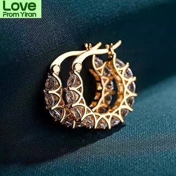 Huitan высококачественные женские серьги-кольца из кубического циркония стильные аксессуары для девушек вечерние повседневные модные украшения Прямая поставка