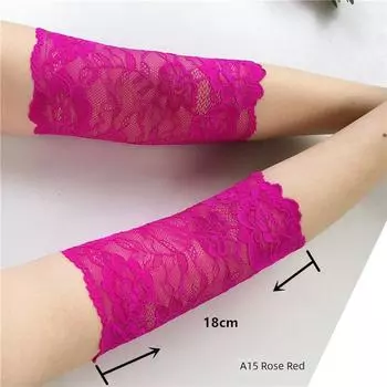 Huixintang Keep Warm in Spring and Autumn Lace Sun-Proof Oversleeve Arm Sleeve Wrist Elbow Guard Scar Cover up Elbow Cover Sun-Proof Gloves for Women Rose Red XL