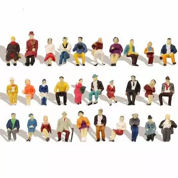 Human Doll Person Human Figure Seated Person Sitting Doll Painted Person 60 Pieces Scene Collection Miniature Garden Decoration Railway Model Building
