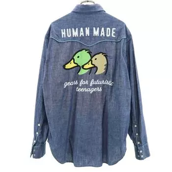 HUMAN MADE made in Japan Back embroidery Long sleeve Chambray Western shirt Men s Used