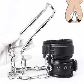 Humbler CBT Мужской петух Кольцо Шарик Носилки с манжетами на щиколотке Нержавеющая сталь Соковыжималка для мошонки БДСМ Бондаж Взрослые Секс-игрушки для мужчин Without Anklecuffs