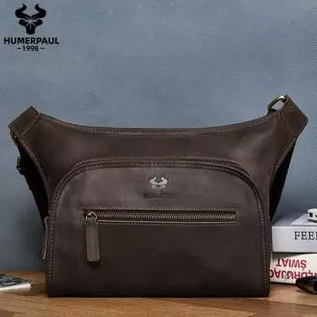 Humerpaul 100% коровья кожа сумка-мессенджер многофункциональная сумка через плечо кофейный