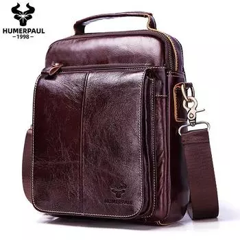 HUMERPAUL Элитный бренд из натуральной кожи Сумки-мессенджеры Мужская сумка через плечо Дорожная сумка через плечо Мужской клатч на ремне M коричневый