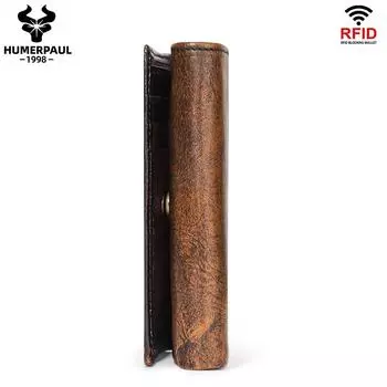 Humerpaul Кошелек мужской кожаный кошелек тонкий чехол для карт Rfid коричневый