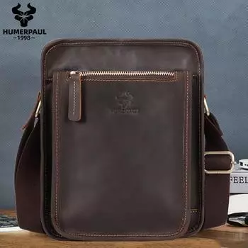 HUMERPAUL Кожаная сумка через плечо, вместительная многофункциональная дорожная сумка, спортивная сумка кофейный