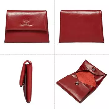 HUMERPAUL Кожаный кошелек для ключей красный