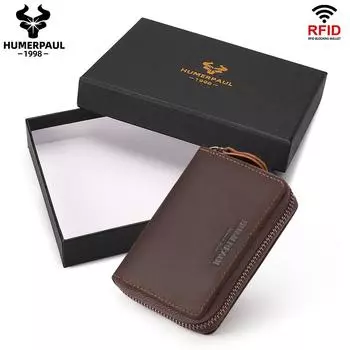 Humerpaul Кожаный кошелек с большой емкостью для карт кофейный