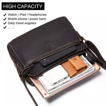 HUMERPAUL Leather travel bag large capacity multi-function shoulder bag кофейный