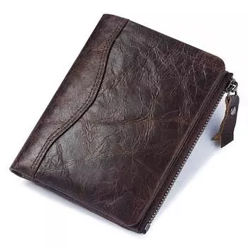 HUMERPAUL Мужской кошелек RFID-защита Защита от кражи Мужской кожаный короткий кошелек Biflod на молнии Чехол для монет Повседневная сумка для денег BP-BP812 кофейный