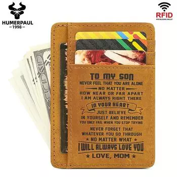 HUMERPAUL Натуральная кожа Упаковка для кредитной карты, подарок сыну, подарочная упаковка коричневый