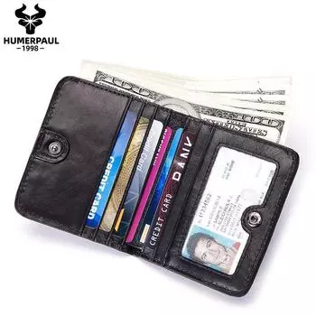HUMERPAUL тонкий кошелек из натуральной коровьей кожи, мужской кошелек для монет, маленький мини-держатель для карт, простой портфолио, тонкий мужской кошелек Portomonee красный