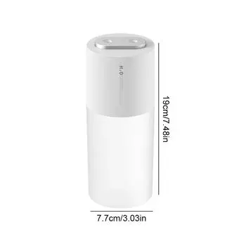 Humidifier Dual Sprayer Diffuser 3W 400ml Adjustable Air Humidifier for Home Car, White, USB