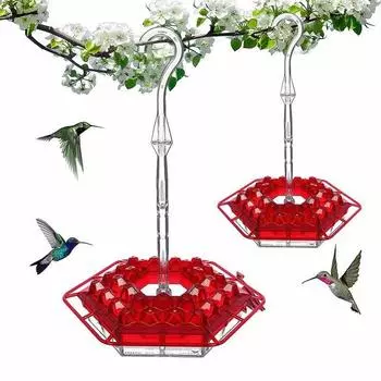 Hummingbird Feeder Hanging Red Hexagonal Hook Hummingbird Feeder Garden Bird Feeder красный
