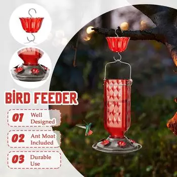 Hummingbird Feeder, Pet Supplies Outdoor Hanging Bird Feeder One Size красный