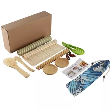 HUMTSO Sushi Making 12 Piece Sushi DIY Sushi Maker Kit для суши включает в себя суши бамбук авокадо рис палочки руководство набор, набор, для начинающих, коврик,