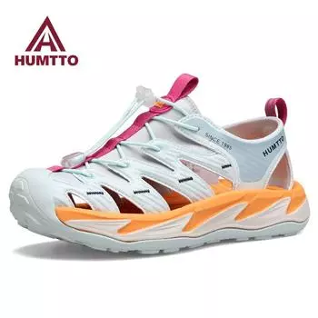 HUMTTO быстросохнущие уличные женские сандалии, дышащие летние нескользящие пляжные сандалии для женщин, повседневные женские кроссовки из некожи 36 синий/оранжевый