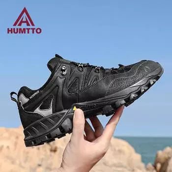 HUMTTO Дышащая уличная мужская спортивная обувь, Нескользящие треккинговые кроссовки для мужчин, износостойкие безопасные рабочие мужские походные ботинки 39 чёрный