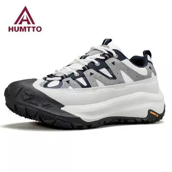 HUMTTO Кожаные мужские туфли Нескользящие мужские спортивные туфли для прогулок на открытом воздухе Повседневные кроссовки для мужчин Дышащие кроссовки для бега 39 темно-синий/белый
