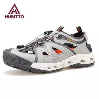HUMTTO Летние мужские кроссовки Дышащая походная обувь для мужчин Роскошные дизайнерские противоскользящие спортивные туфли для активного отдыха на воде Мужские полуботинки 39 чёрный/малиновый