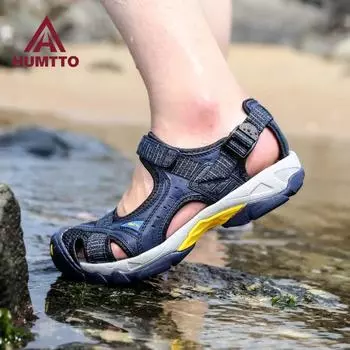 HUMTTO летние сандалии для мужчин, модная повседневная уличная дышащая быстросохнущая пляжная обувь для прогулок, мужская обувь
