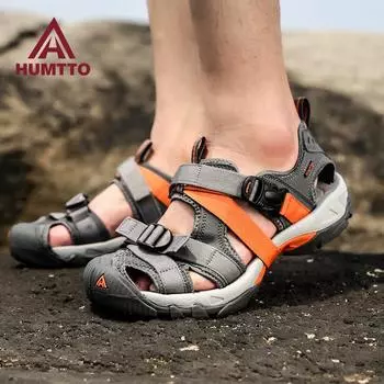 HUMTTO летние сандалии, дышащая походная обувь для мужчин, уличная быстросохнущая обувь для воды, пляжа, кемпинга, скалолазания, мужская спортивная обувь 40 чёрный