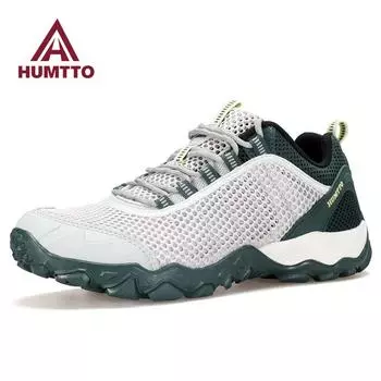 HUMTTO Летняя быстросохнущая походная обувь. Дышащие уличные кроссовки для мужчин. Нескользящая треккинговая спортивная мужская обувь. Мужская обувь для скалолазания, охоты и прогулок. 39 серый/зелёный