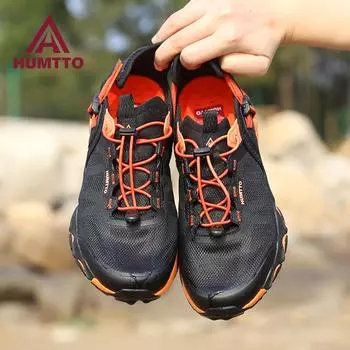 HUMTTO/летняя походная обувь, модные уличные быстросохнущие пляжные сандалии для мужчин, дышащие нескользящие мужские кроссовки для горной воды 39 чёрный/оранжевый