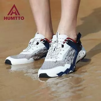 HUMTTO Мужская спортивная обувь, летняя уличная походная обувь, мужские дышащие пляжные сандалии для акварыбалки, водные треккинговые кроссовки для мужчин 44 белый/синий