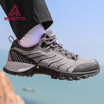HUMTTO Нескользящая походная обувь для женщин. Роскошные дизайнерские спортивные ботинки на открытом воздухе. Натуральная кожа. Альпинистские треккинговые безопасные рабочие женские кроссовки. 40 серый