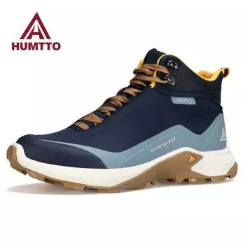HUMTTO Нескользящие мужские ботинки. Зимние рабочие резиновые ботильоны на платформе. Мужские кроссовки для походов на открытом воздухе. Износостойкая рабочая защитная обувь. 39 темно-синий