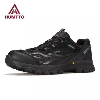HUMTTO Нескользящие походные ботинки Зимние треккинговые ботинки для мужчин на открытом воздухе Высококачественные дизайнерские мужские кроссовки для ходьбы Кожаные мужские ботинки 40 чёрный
