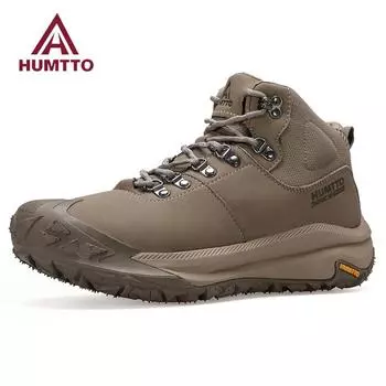 HUMTTO Outdoor Ankle Boots Men Leather Trekking Boots Non-slip Camping Trekking Men s Sports Shoes Winter Safety Sneakers 39 чёрный